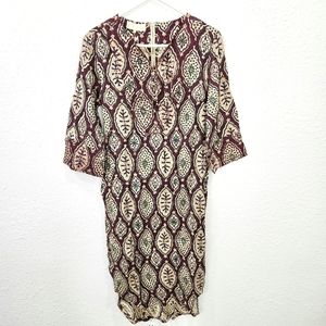 Souk Indigo | NWT Printed 3/4 Sleeve Midi Dress Medium